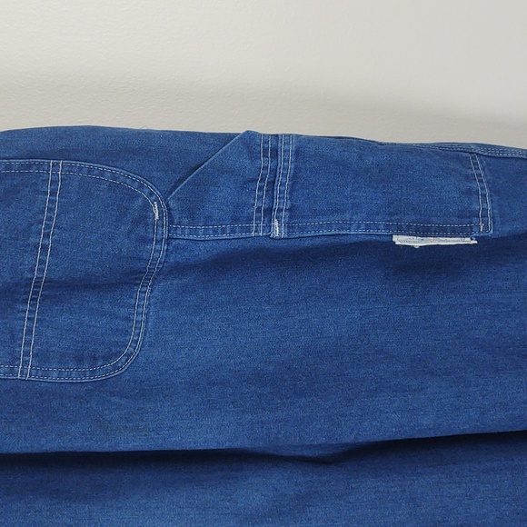 Vintage Overalls Sears Tradewear Union Made Blue Denim Bib 40 Grunge Work Street - Picture 7 of 14